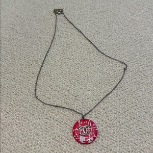 CHANEL Pink Logo Pendant Necklace